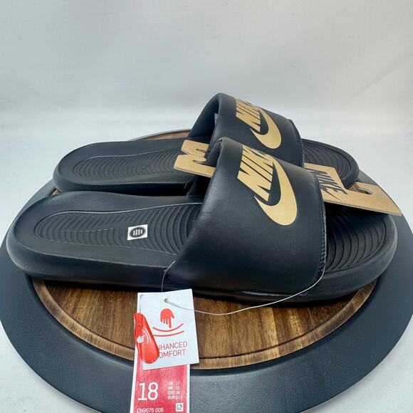 Nike Victori One CN9675 006 Slide Sandal Black/Gold Men\'s Size 18 Slip-On main image 6